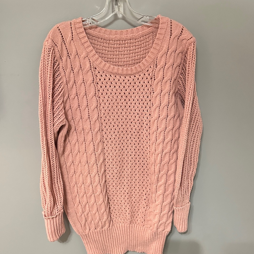 Pink Cable Knit Women's Sweater